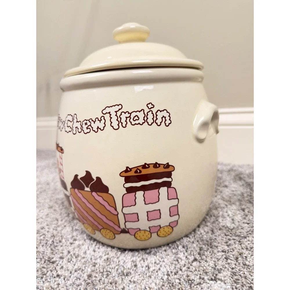 Vintage‎ Treasure Craft Chew Chew Train Ceramic Cookie Jar Canister Made in USA